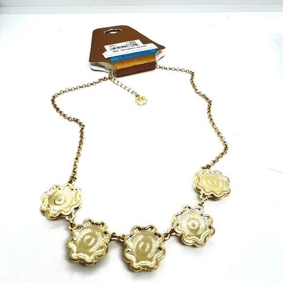 MONET BLUE CLEAR RHINESTONE FLOWER FLORAL STATION NECKLACE GOLD TONE CHAIN NWT - Picture 15 of 15